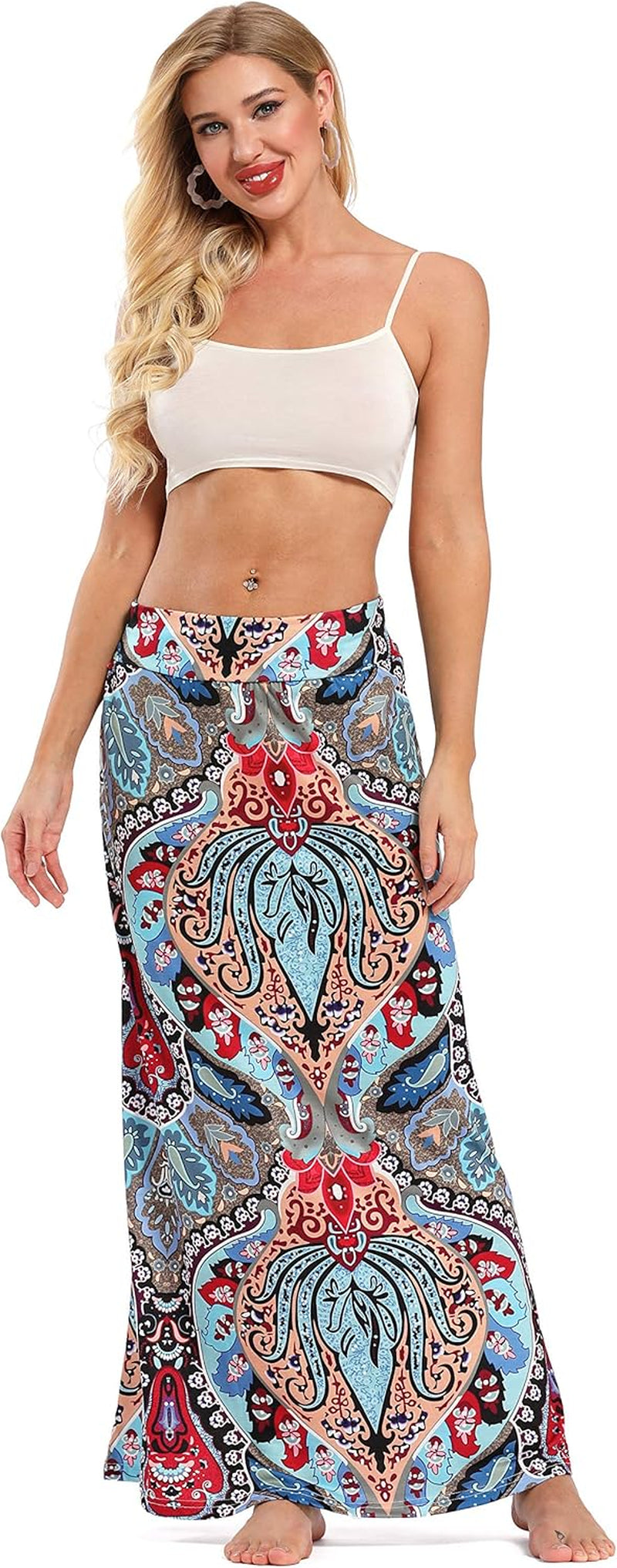 Women'S Bohemian Print Long Maxi Skirt