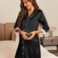Satin Nightgowns for Women Button down Sleepshirt 3/4 Sleeve Nightshirts Boyfriend Sleepwear