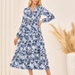 Women Floral Maxi Dress,2025 Fall Long Sleeve Casual Dresses,V Neck Boho Flowy Elegant Dress with Pockets