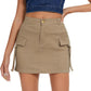 High Waisted Cargo Mini Skirt Y2K Bodycon Denim Mini Skirt Y2K Jean Skirt with Pockets Y2K Button Cargo Skirt