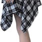 Womens Plaid Skirts Elastic High Waist Tie Front Asymmetrical Hem Pleated Mini Skirt