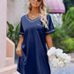 Satin Silk Nightgown for Women Silky Loose Sleepwear V Neck Nightshirt Short Sleeve Sleep Dress