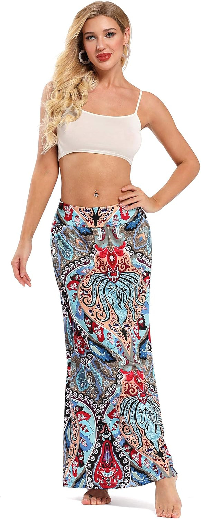 Women'S Bohemian Print Long Maxi Skirt