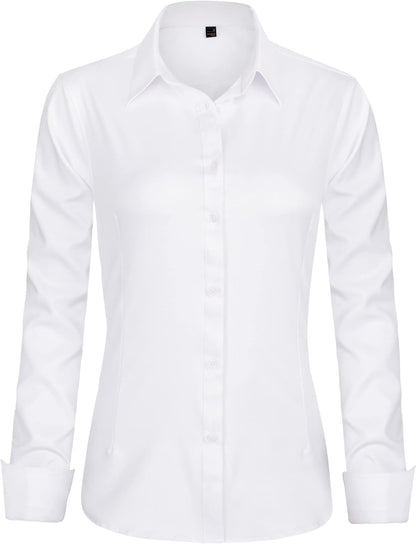 Womens Dress Shirts Long Sleeve Button down Shirt Wrinkle-Free Business Casual Blouse Office Work Tops
