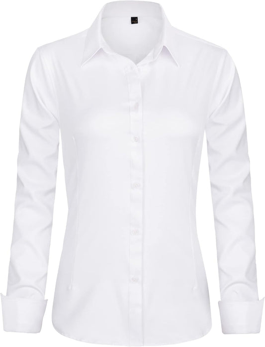 Womens Dress Shirts Long Sleeve Button down Shirt Wrinkle-Free Business Casual Blouse Office Work Tops