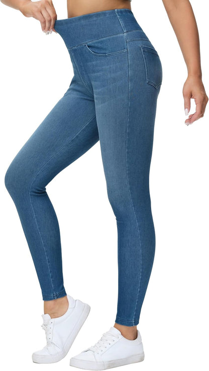 Women'S High Waisted Jeggings Pants Stretchy Tummy Control Skinny Jean Leggings with Pockets