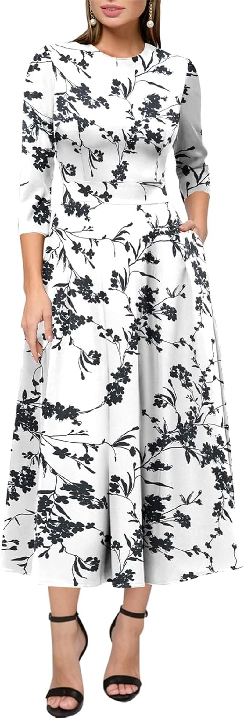 Women'S Vintage Dress Sleeveless O-Neck Party Cocktail Dress