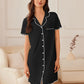 Nightgowns for Women Button down Sleep Shirt Short Sleeve Nightshirts Boyfriend Sleepdress Soft Pajama Dress