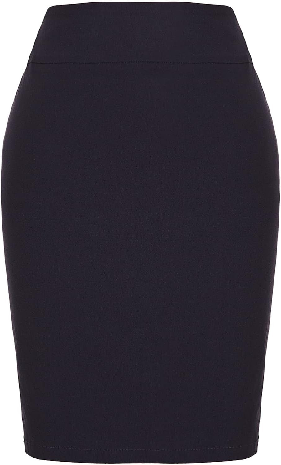 Women'S Stretch Knee Length Pencil Skirts High Waisted Slim Fit Business Casual Skirt