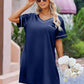 Satin Silk Nightgown for Women Silky Loose Sleepwear V Neck Nightshirt Short Sleeve Sleep Dress