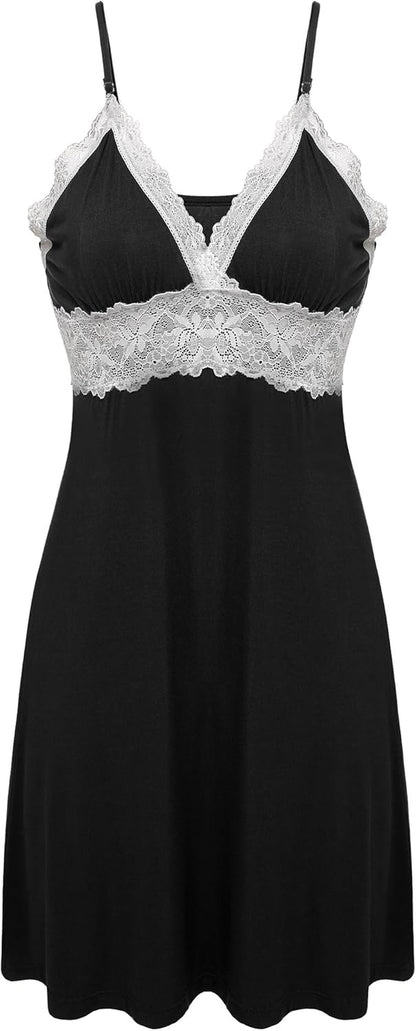 Sleepwear Womens Chemise Nightgown Full Slip Lace Lounge Dress