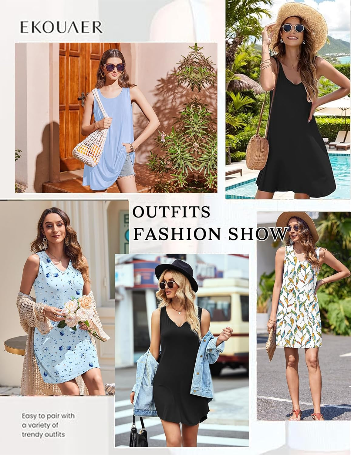 3 Pack Nightgowns of Women Tank Sleep Shirts Sleeveless Nightshirt for Sleeping Sleepwear V Neck Dress S-2XL