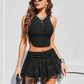 Lace Mini Skirts for Women Flowy Skirt Y2K Layered Asymmetrical Short Skirt