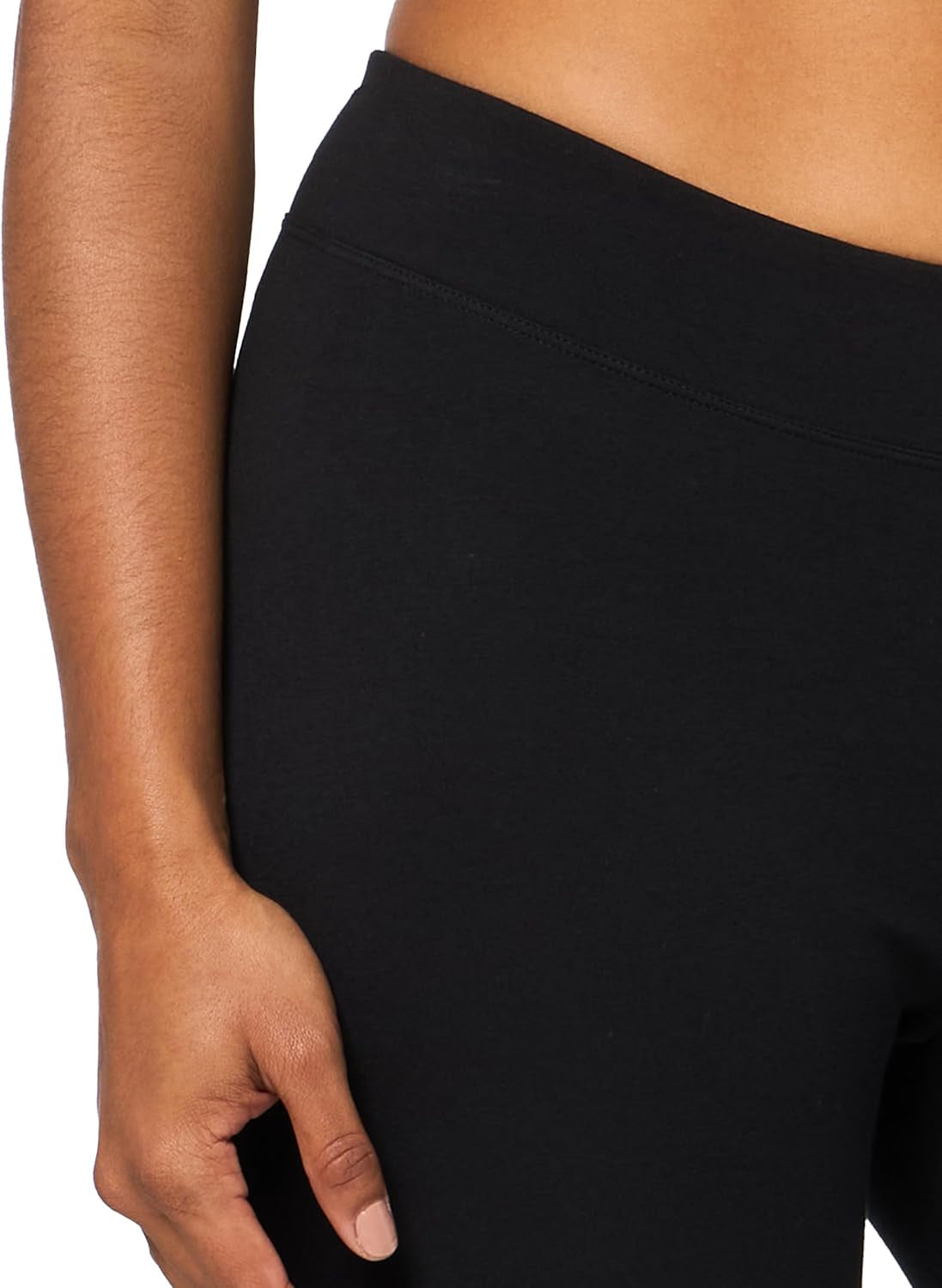 Casual Women'S Cotton Leggings for All Day Wear, Premium Blend, Stretchy Comfort Waistband, Black