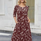Women'S 3/4 Sleeve A-Line and Flare Midi Long Dress