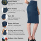 Womens Stretch Pencil Skirts with Functional Pockets, a Line & Destructed Mini Denim Skirts
