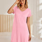 Nightgowns for Women Short Sleeve Sleepshirt V Neck Short Nightshirt Pullover Soft Ruffled Sleepwear S-XXXL