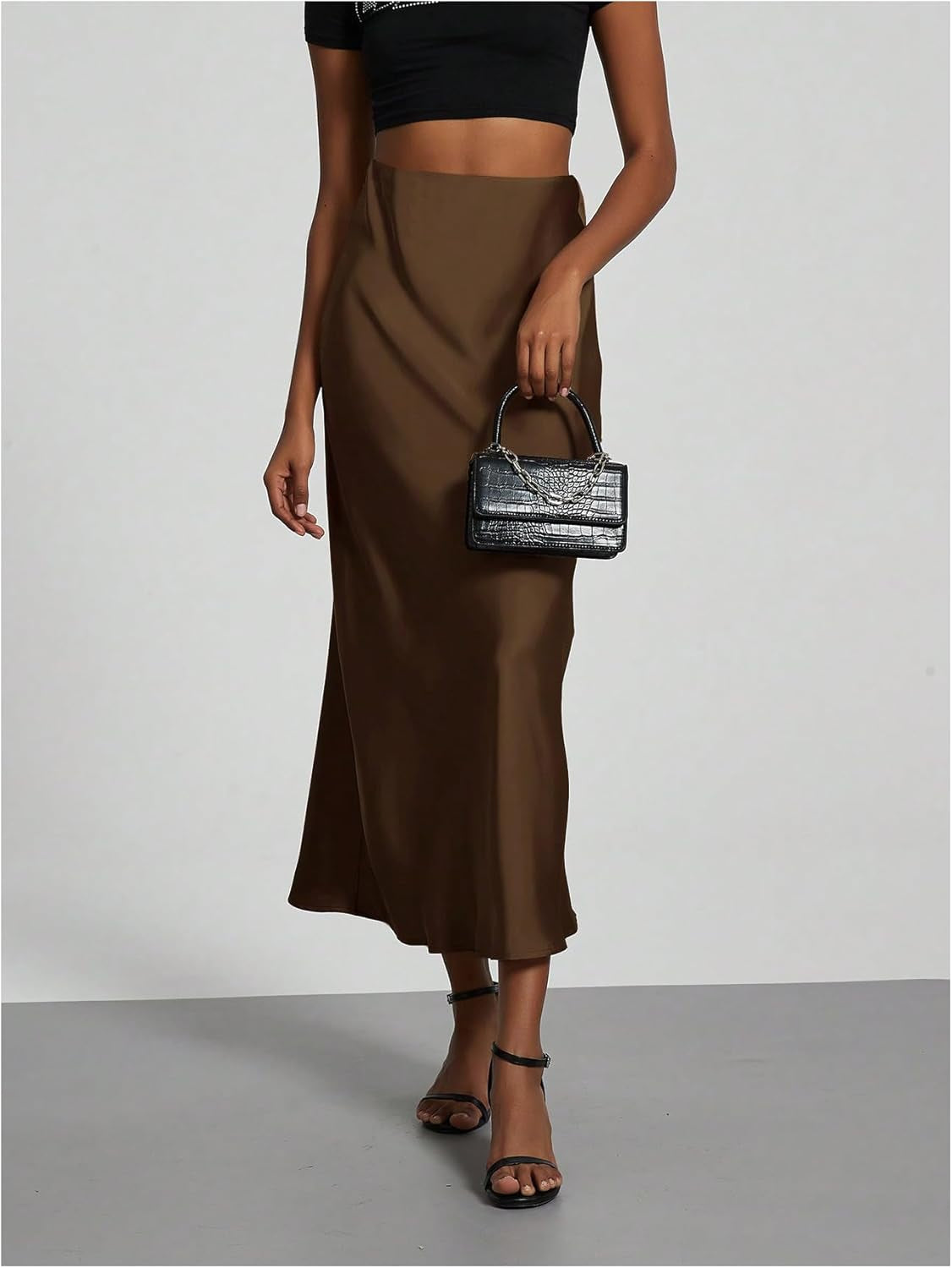 Women'S Elegant Satin Skirts High Waisted Flared Casual Work Office Fishtail Midi Skirt