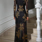 Women'S Floral Mesh Maxi Dresses Long Sleeve Elegant Formal Fall Wedding Guest Dress Cocktail Slimming Dress