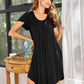 Womens Nightgown Soft Sleepwear Pleated Sleepshirt Sleep Dress Short Sleeve Nightdress S-3XL