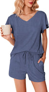 Women'S Pajamas Set Ruffle Sleeves Sleepwear V Neck Comfy 2 Piece Pjs Loungewear Set with Pockets S-XXL