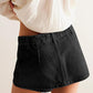 Denim Mini Skirt for Women Low Waisted Jean Micro Skort with Shorts Stretch Casual Jean Skirt