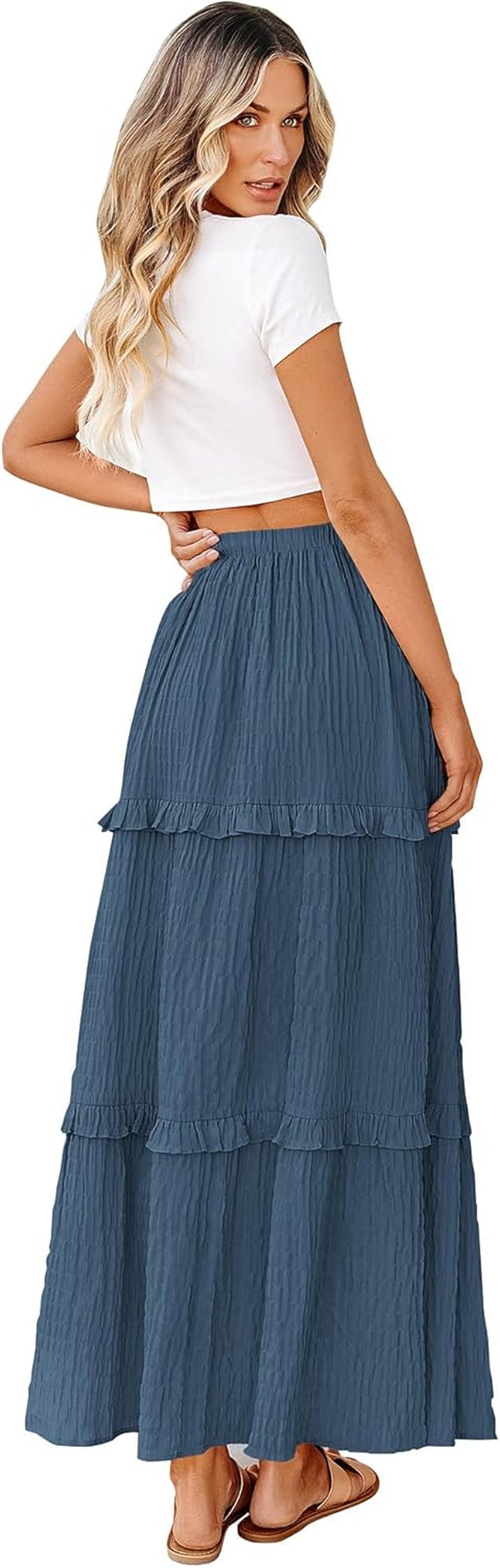 Women'S Long Summer Skirt 2025 Elegant High Waist Cocktail Party Wedding Guest Dress Flared A-Line Midi Skirts