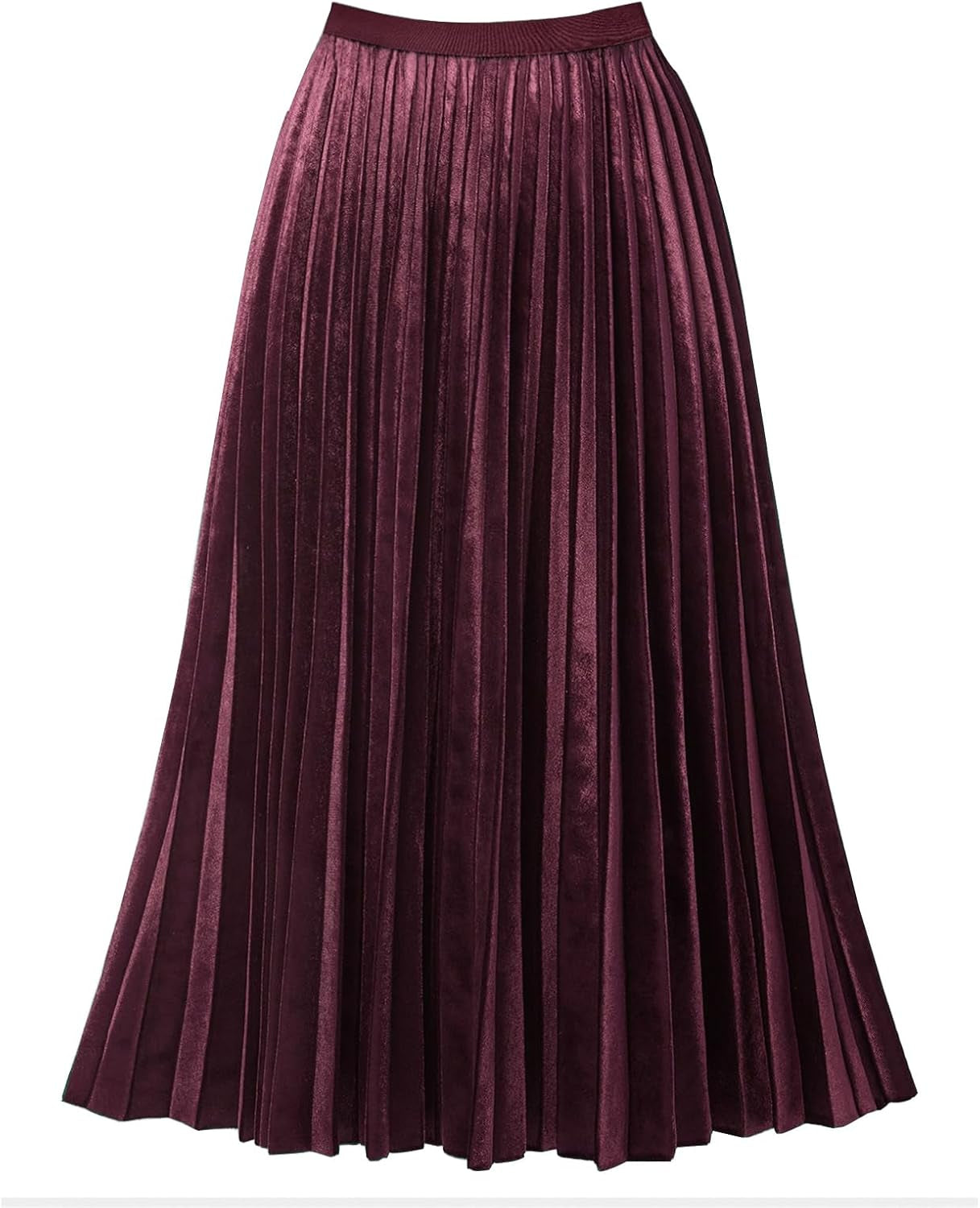 Women'S Pleated A-Line High Waist Swing Flare Midi Skirt