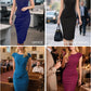 Women'S Wear to Work Dresses 2025 Cap Sleeve Sheath Bodycon Midi Dress Ruched Business Office Pencil Dress