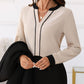Womens Tops Dressy Casual V Neck Color Block Business Casual Blouses Long Sleeve Work Shirts Fall Trendy Clothes