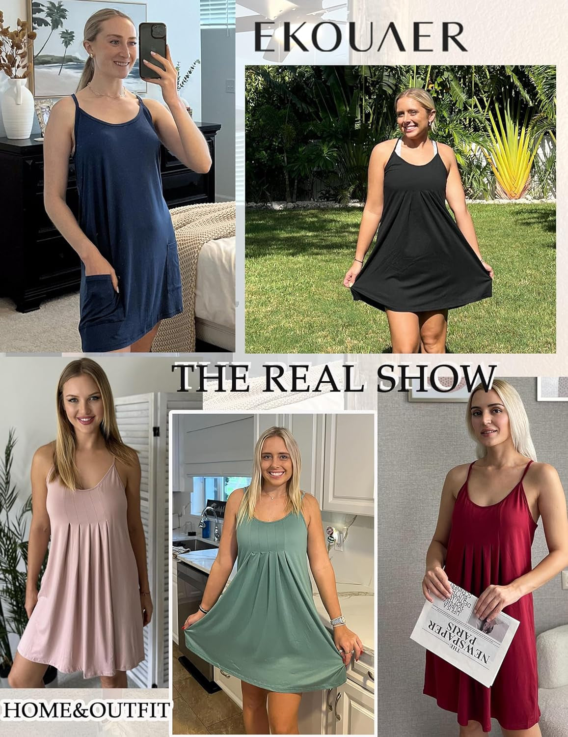 Women Nightgowns Sleeveless Sleepwear Spaghetti Strap Racerback Pajama Dress Nightshirt S-XXL