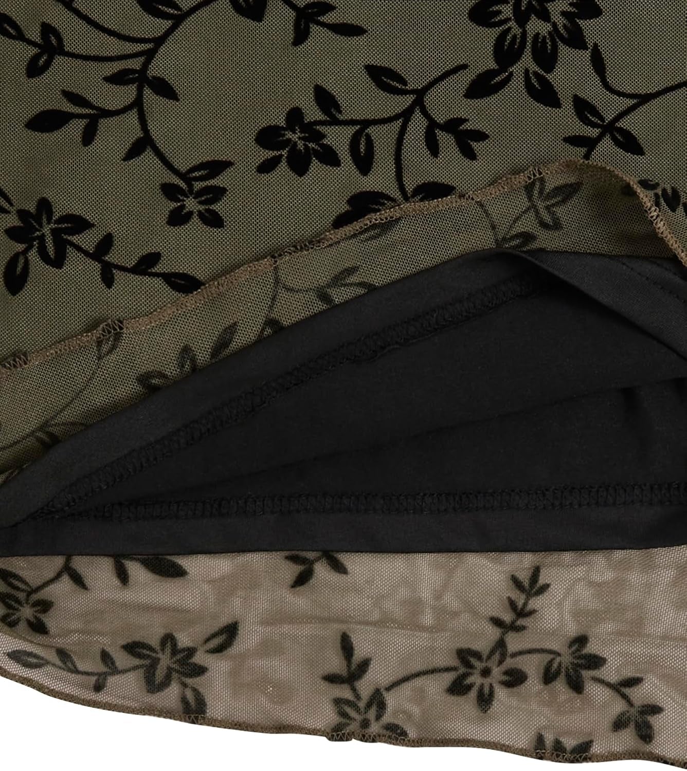 Women'S Floral Print Mesh Lettuce Trim Sleeveless Bodycon Long Cami Dress