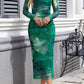 Women'S Long Sleeve Fall Wedding Guest Dress 2025 Bodycon Floral Mesh Ruched Cocktail Maxi Dresses