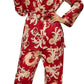 Women'S Silk Satin Pajamas Set 3 Pcs Floral Silky Pj Sets Sleepwear Cami Nightwear with Robe and Pant