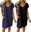 Womens 2 Pack Nightgown V Neck Sleepshirt Short Sleeve Nightshirt Plain/Floral Pajama Dress with Pockets
