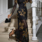 Women'S Floral Mesh Maxi Dresses Long Sleeve Elegant Formal Fall Wedding Guest Dress Cocktail Slimming Dress