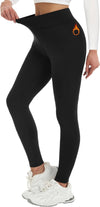 Fleece Lined Leggings Women Fall Winter Thermal Warm Elastic High Waisted Tummy Control Workout Yoga Pants
