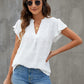 Womens White Blouse V Neck Ruffle Sleeve Flowy Shirts Dressy Casual Cute Summer Tops