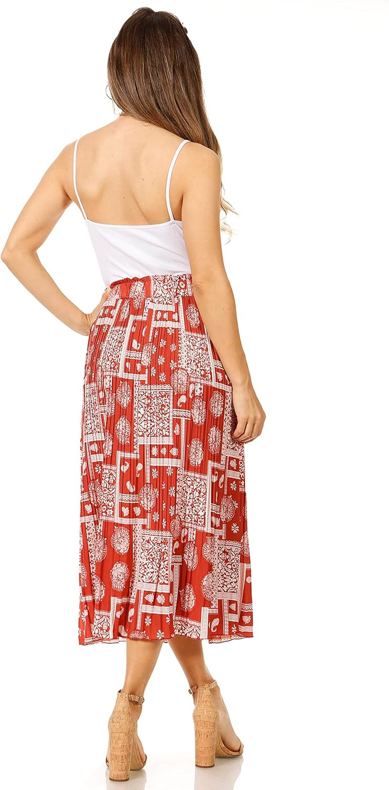 Pleated Midi Skirts for Women with Pockets, Elastic High Waisted Skirt Reg & plus Size Womens Summer Skirts Trendy 2023