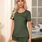 Pajama Set for Women 2 Piece Lounge Set Short Sleeve Tops and Shorts Soft Sleepwear, Chest Pocket