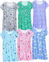 6 Pack Nightgowns for Women Soft Sleepwear Short Sleeve Women'S Nightgowns Print Sleepdress