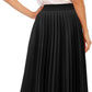 Pleated Midi Skirts for Women, Long Aline High Elastic Waisted Holiday Party Skirt