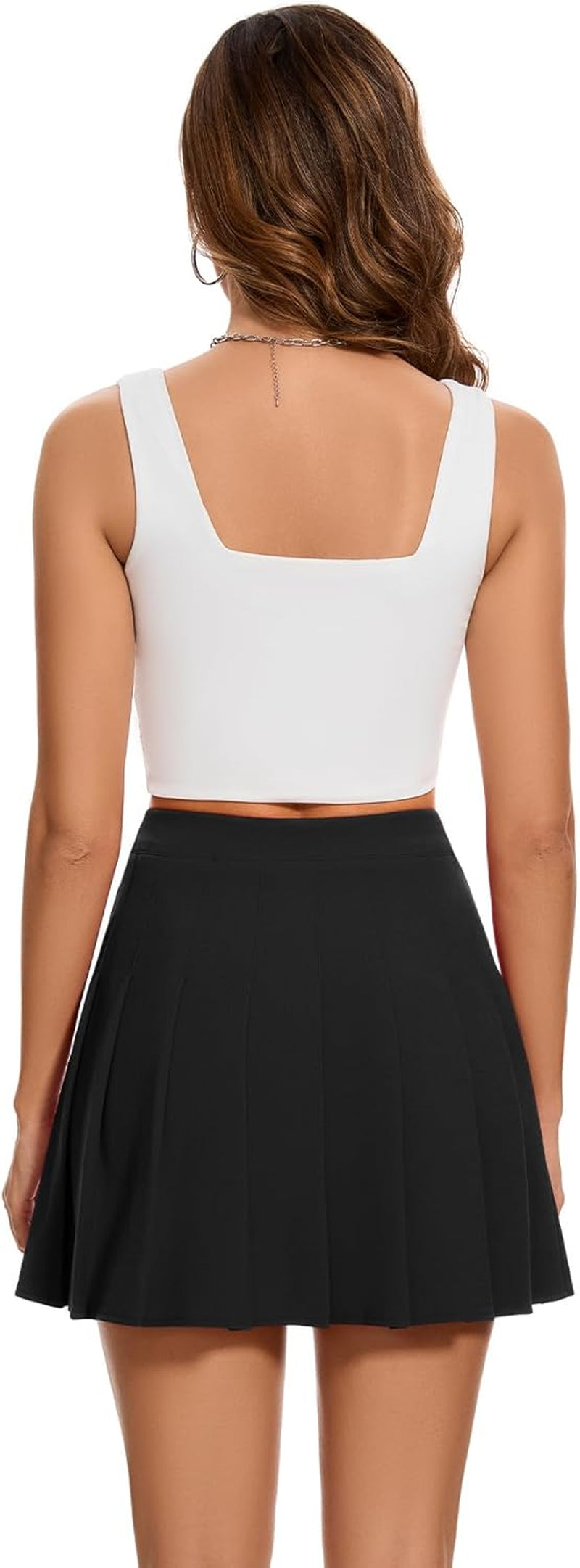 Stretchy Short Pleated Skirts for Women Cheerleader Uniform High Waist A-Line Mini Skirt