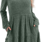 Womens V Neck Long Sleeve Fall Dresses Baby Doll Casual Sweater Dress Fashion Clothes