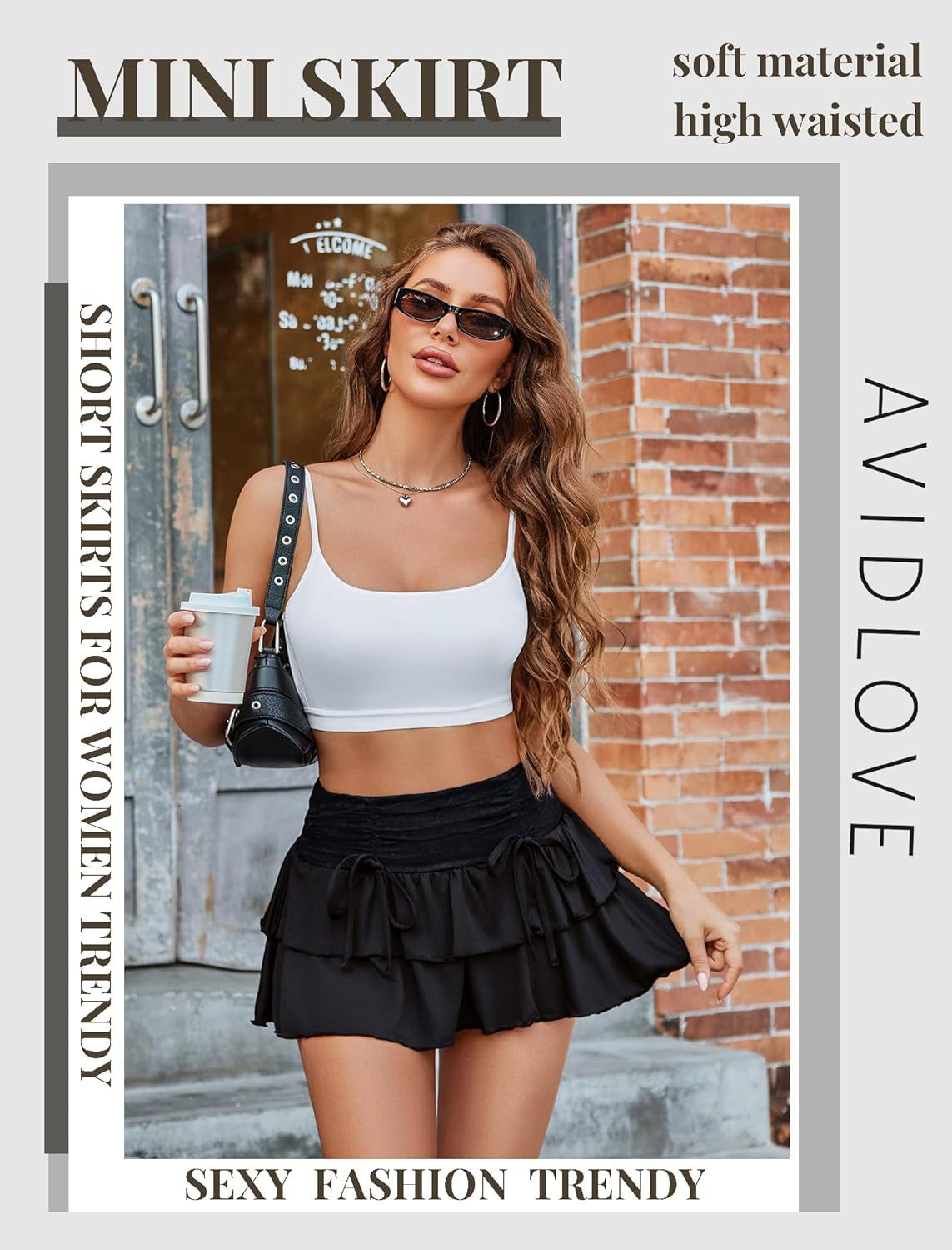 Women'S Mini Skirt High Waisted Layered Ruffle Skirts Tiered Short Skirt Lingerie Y2K