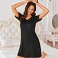 Womens 2 Pack Nightgown V Neck Sleepshirt Short Sleeve Nightshirt Plain/Floral Pajama Dress with Pockets