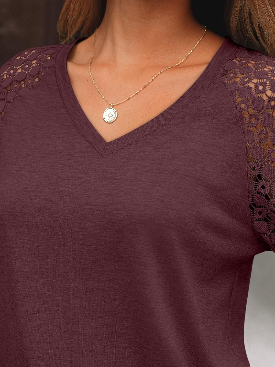 Womens Long Sleeve Shirts V-Neck Lace Tops Business Casual Blouses Tee Trendy 2025 Fall Fashion Outfits Clothes