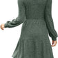 Womens Square Neck Long Sleeve Fall Dresses Casual Babydoll Sweater Dress