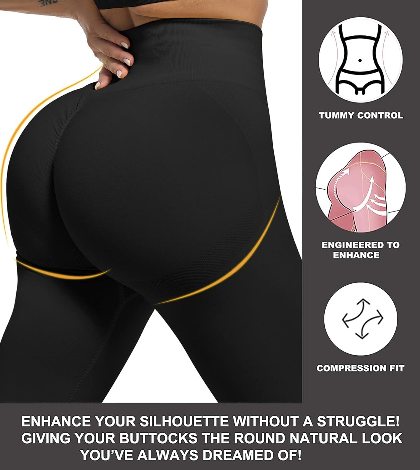 Workout Leggings Sets for Women, Gym Scrunch Butt Butt Lifting Seamless Leggings 3 Piece