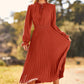 Women'S 2025 Spring Fall Midi Dress Casual Long Sleeve V Neck Swiss Dot Pleated a Line Flowy Dresses